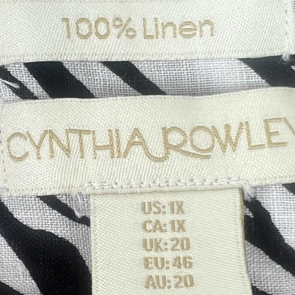 Cynthia Rowley 100% Linen Animal Print zebra Tunic Shirt - Picture 10 of 11